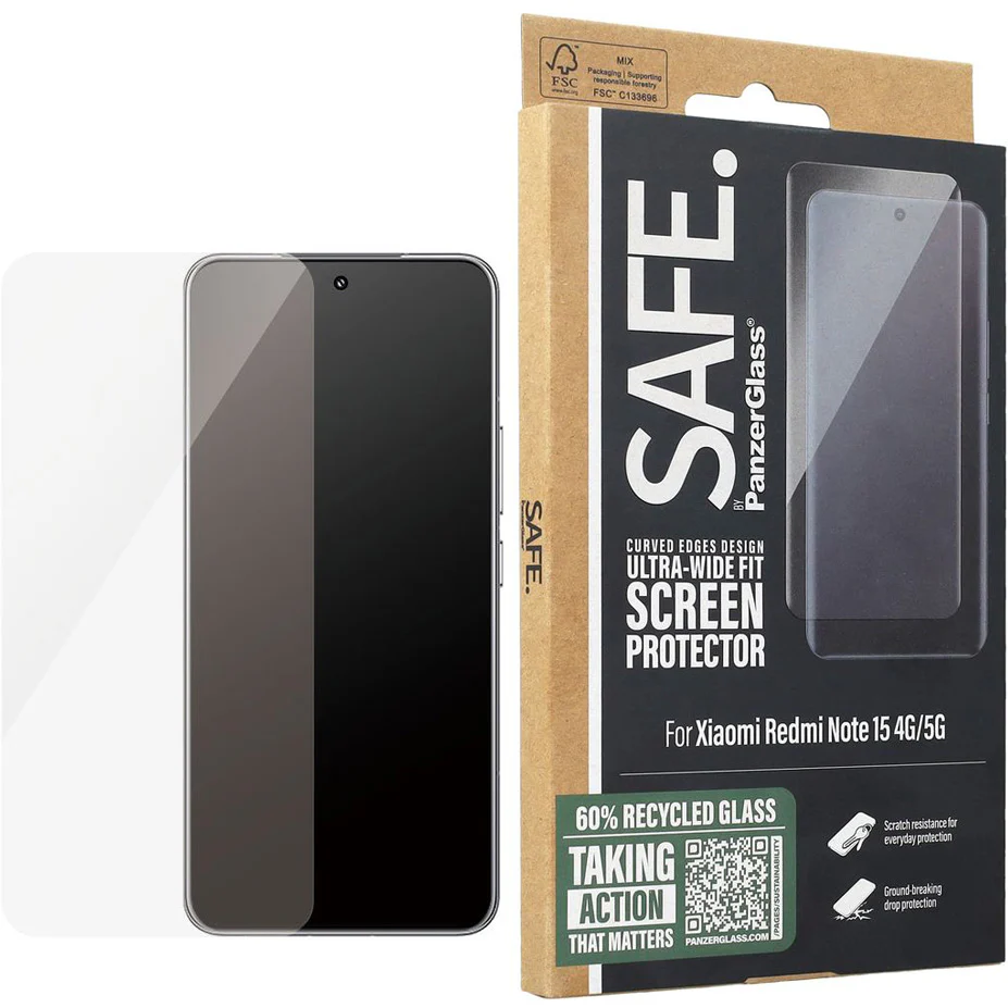 Gehärtetes Glas für Xiaomi Redmi Note 15 4G / 5G, SAFE by PanzerGlass Ultra-Wide Fit - Image 2