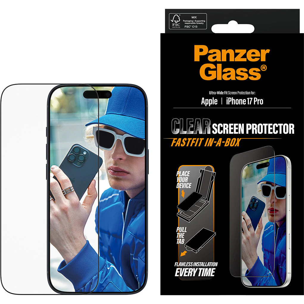 Gehärtetes Glas mit Applikator für die Schutzhülle für iPhone 17 Pro, PanzerGlass Clear Ultra-Wide Fastfit - Image 3