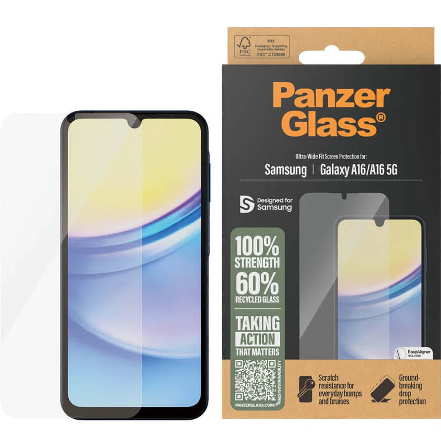 Gehärtetes Glas mit Applikator für Galaxy A16 5G / 4G, PanzerGlass Ultra-Wide Fit EasyAligner, Transparent - Image 3