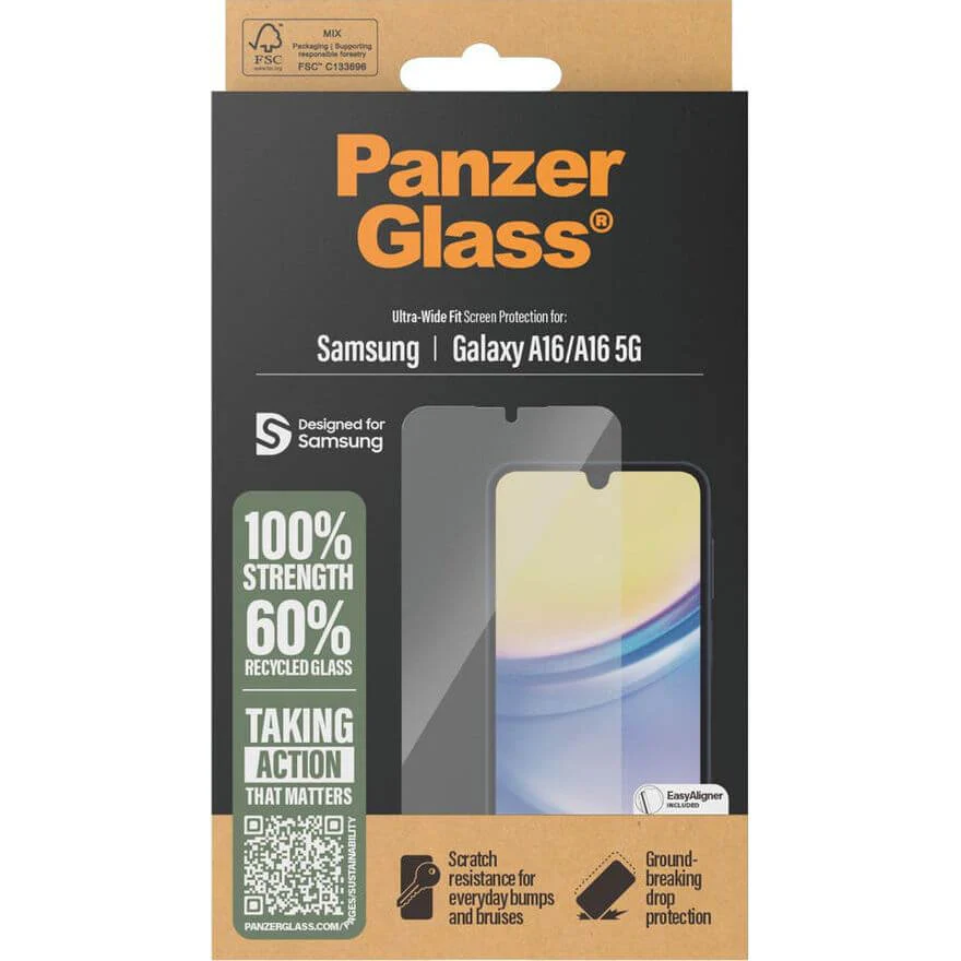 Gehärtetes Glas mit Applikator für Galaxy A16 5G / 4G, PanzerGlass Ultra-Wide Fit EasyAligner, Transparent - Image 4