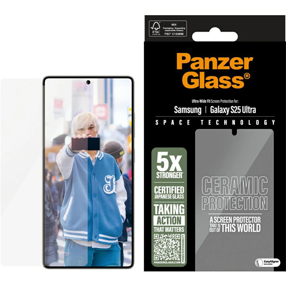 Gehärtetes Glas mit Applikator für Galaxy S25 Ultra, PanzerGlass Ceramic Ultra-Wide Fit + EasyAligner - Image 3