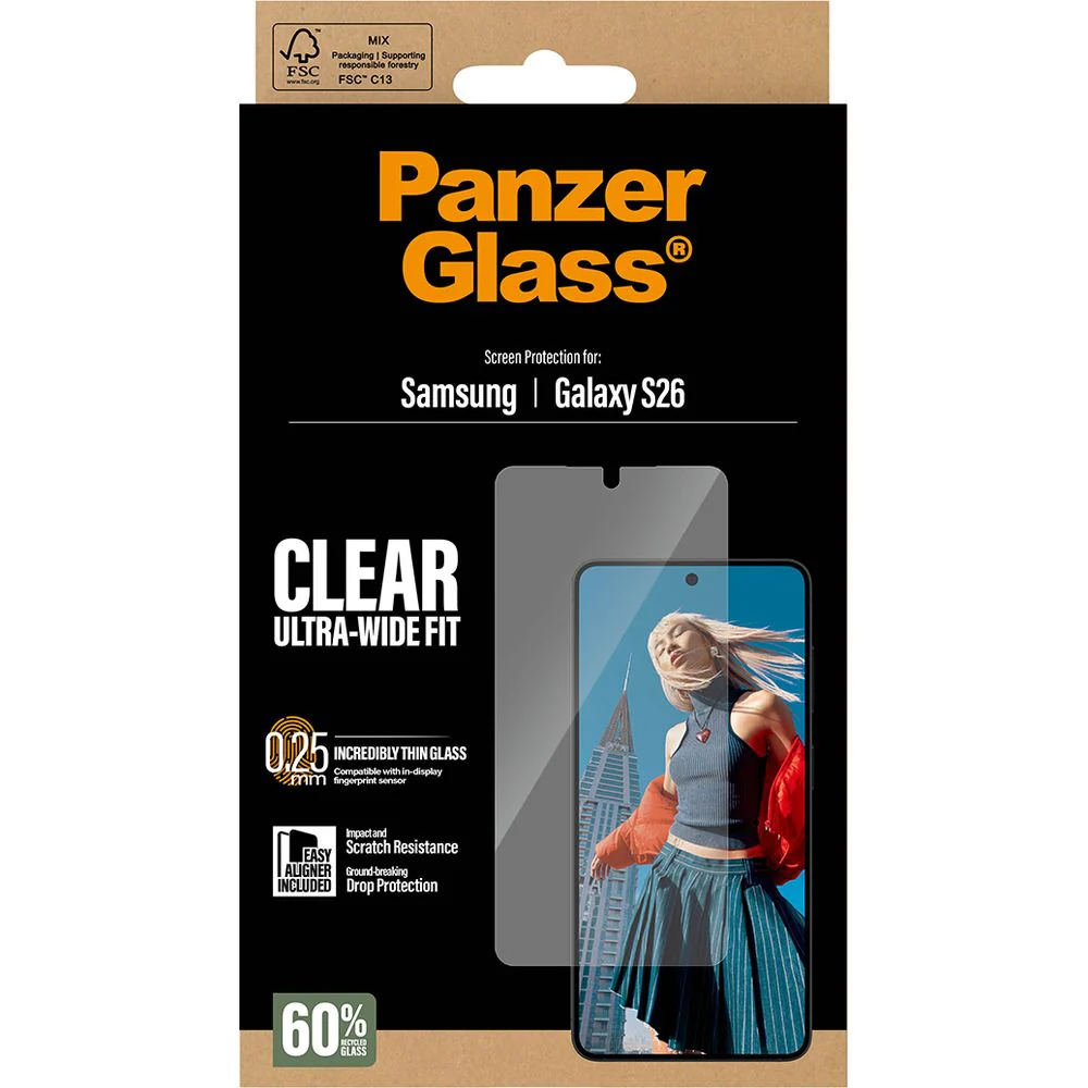Gehärtetes Glas mit Applikator für Galaxy S26, PanzerGlass Ultra-Wide Fit, Transparent - Image 3