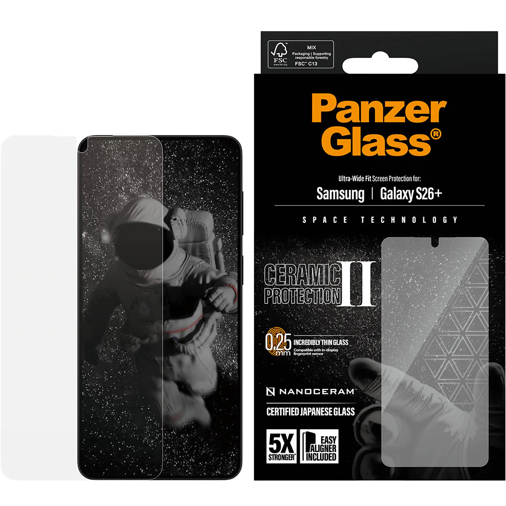 Gehärtetes Glas mit Applikator für Galaxy S26 Plus, PanzerGlass Ceramic Ultra-Wide Fit + EasyAligner - Image 4