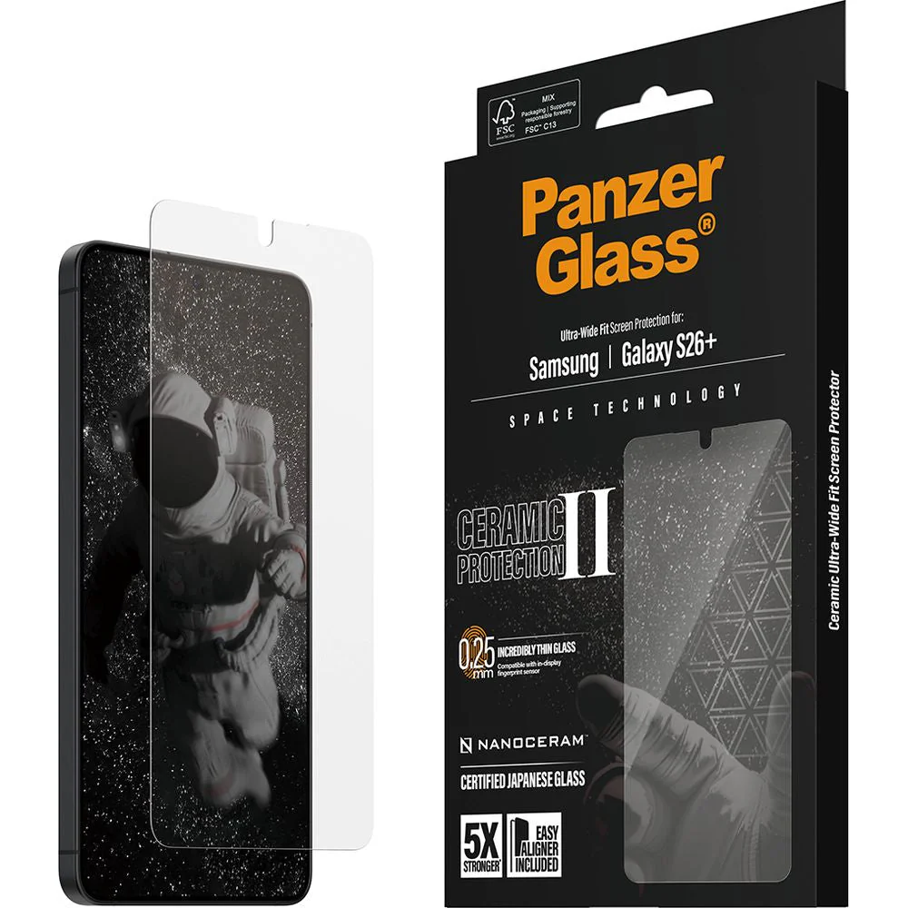 Gehärtetes Glas mit Applikator für Galaxy S26 Plus, PanzerGlass Ceramic Ultra-Wide Fit + EasyAligner - Image 5