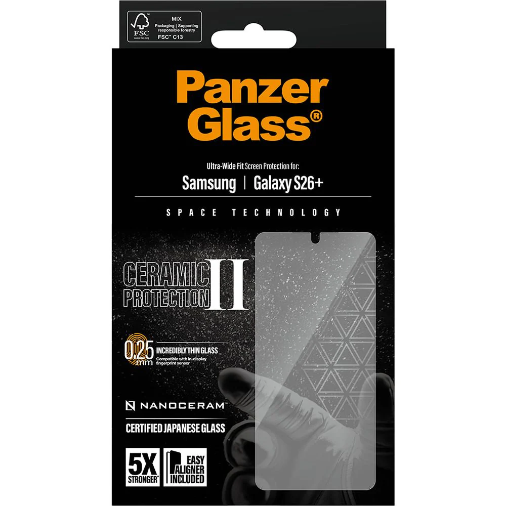 Gehärtetes Glas mit Applikator für Galaxy S26 Plus, PanzerGlass Ceramic Ultra-Wide Fit + EasyAligner - Image 6
