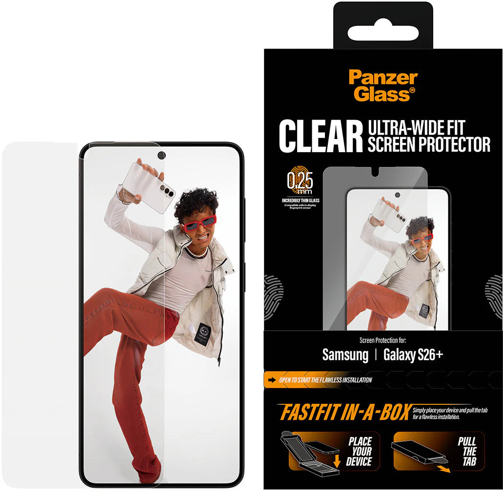 Gehärtetes Glas mit Applikator für Galaxy S26 Plus, PanzerGlass Clear Ultra-Wide Fastfit - Image 4