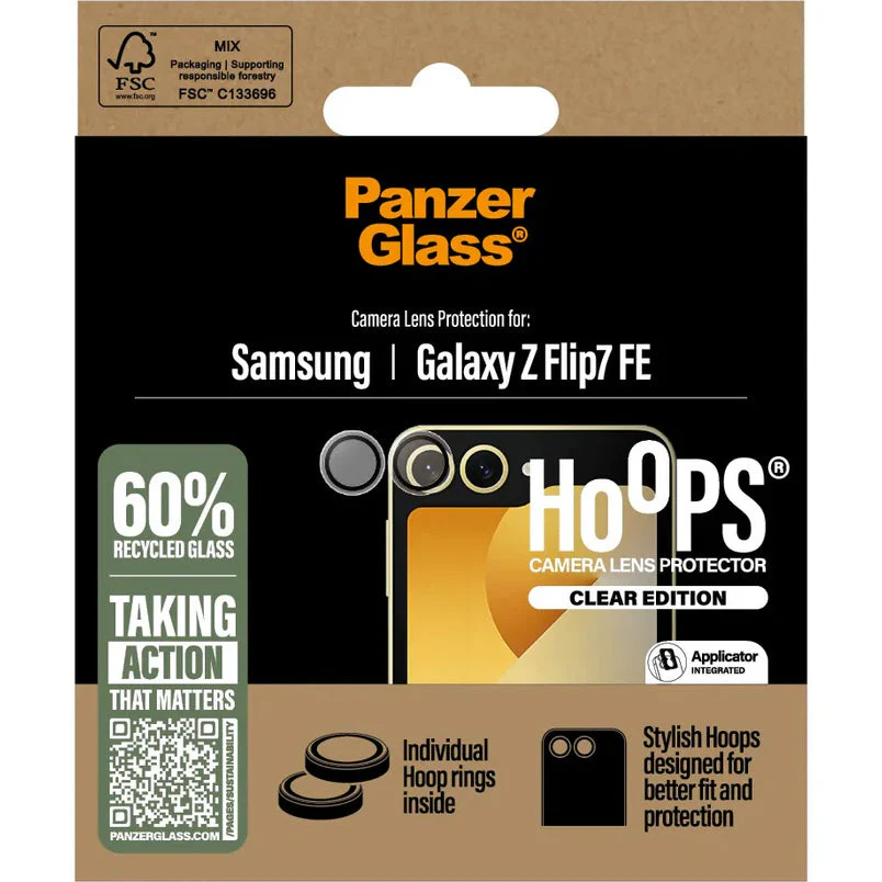 Gehärtetes Glas mit Applikator für Galaxy Z Flip7 FE, PanzerGlass Hoops Camera, Transparent mit schwarzen Rahmen - Image 2