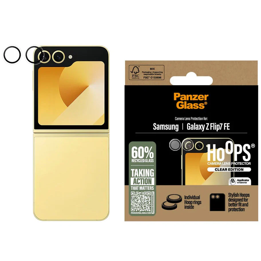 Gehärtetes Glas mit Applikator für Galaxy Z Flip7 FE, PanzerGlass Hoops Camera, Transparent mit schwarzen Rahmen - Image 4