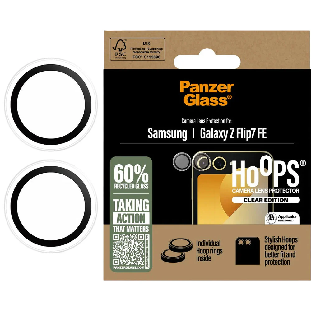 Gehärtetes Glas mit Applikator für Galaxy Z Flip7 FE, PanzerGlass Hoops Camera, Transparent mit schwarzen Rahmen - Image 5