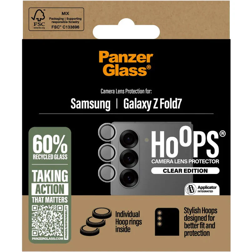 Gehärtetes Glas mit Applikator für Galaxy Z Fold7, PanzerGlass Hoops Camera, Transparent mit schwarzen Rahmen - Image 2