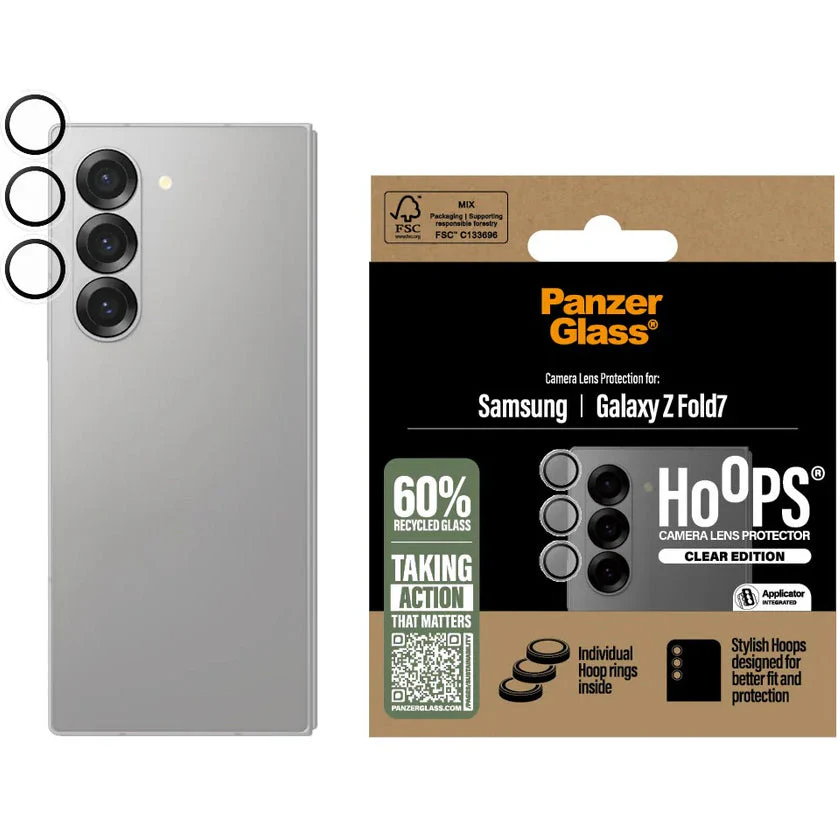 Gehärtetes Glas mit Applikator für Galaxy Z Fold7, PanzerGlass Hoops Camera, Transparent mit schwarzen Rahmen - Image 4