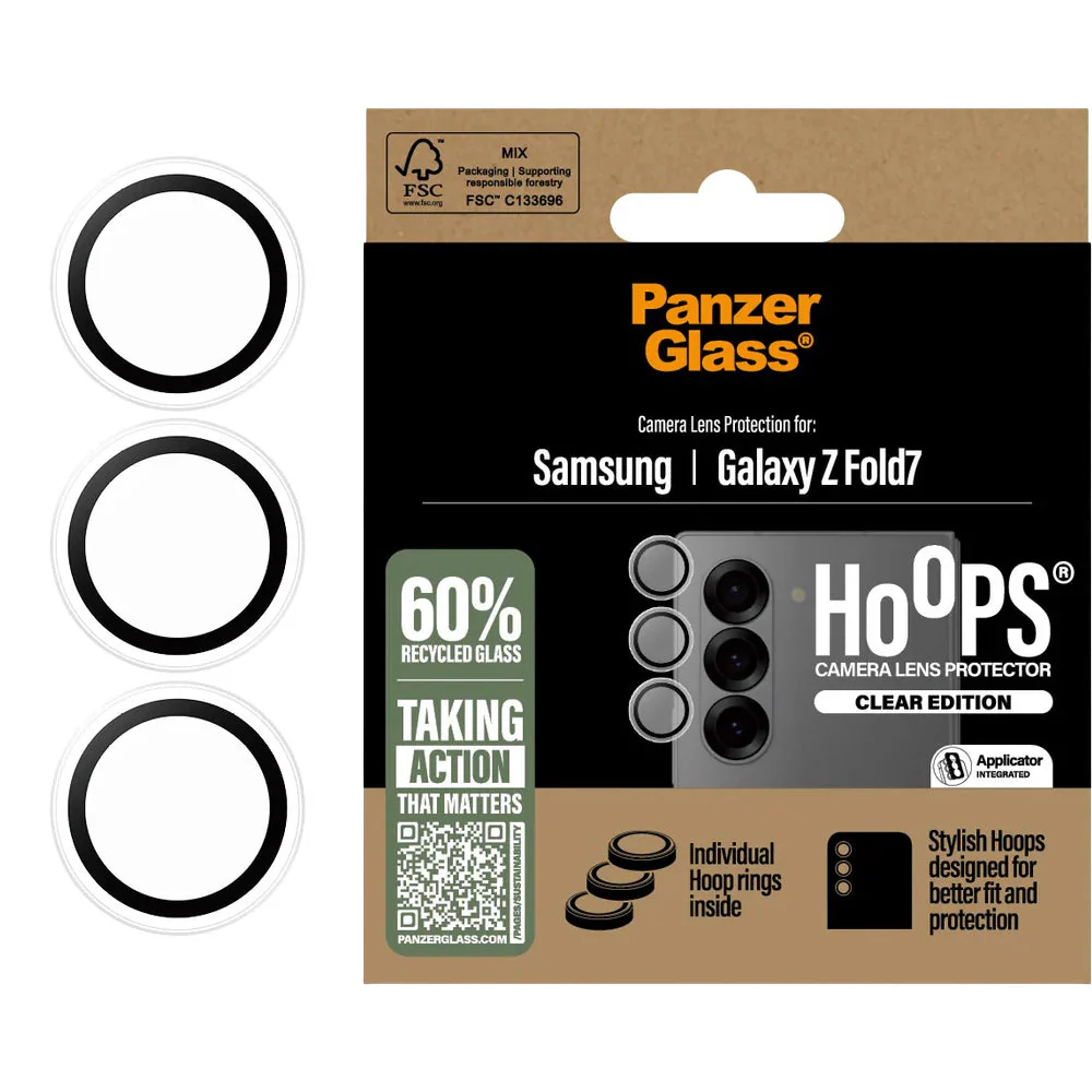 Gehärtetes Glas mit Applikator für Galaxy Z Fold7, PanzerGlass Hoops Camera, Transparent mit schwarzen Rahmen - Image 5