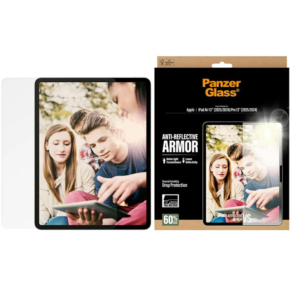 Gehärtetes Glas mit Applikator für iPad Air 13" M4/M3/M2 / Pro 13" 2025 / 2024, PanzerGlass Anti-Reflective Armor FastFit - Image 2