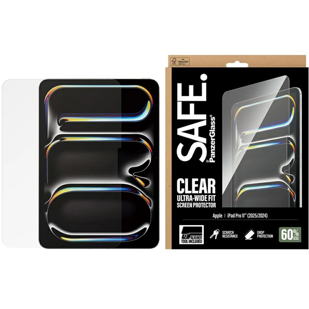 Gehärtetes Glas mit Applikator für iPad Pro 11" 2025 / 2024, SAFE by PanzerGlass Clear Ultra-Wide Fit FastFit - Image 2