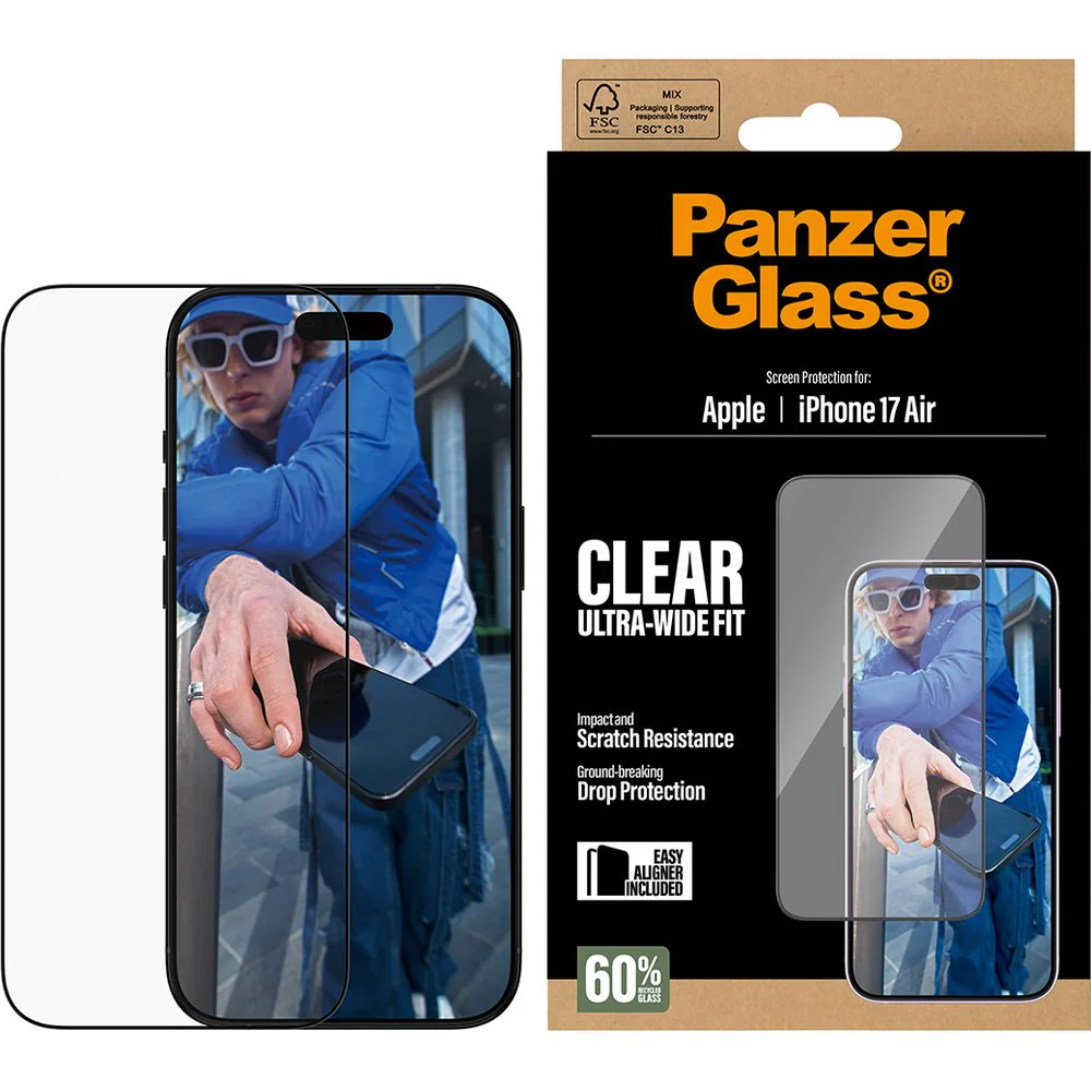 Gehärtetes Glas mit Applikator für iPhone Air, PanzerGlass Ultra-Wide Fit, Transparent mit schwarzen Rahmen - Image 4