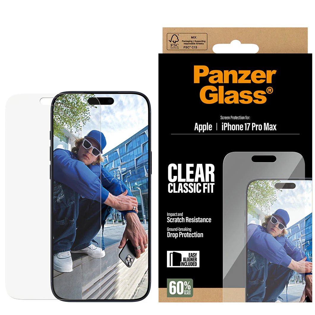 Gehärtetes Glas mit Applikator für iPhone 17 Pro Max, PanzerGlass Classic Fit EasyAligner - Image 4