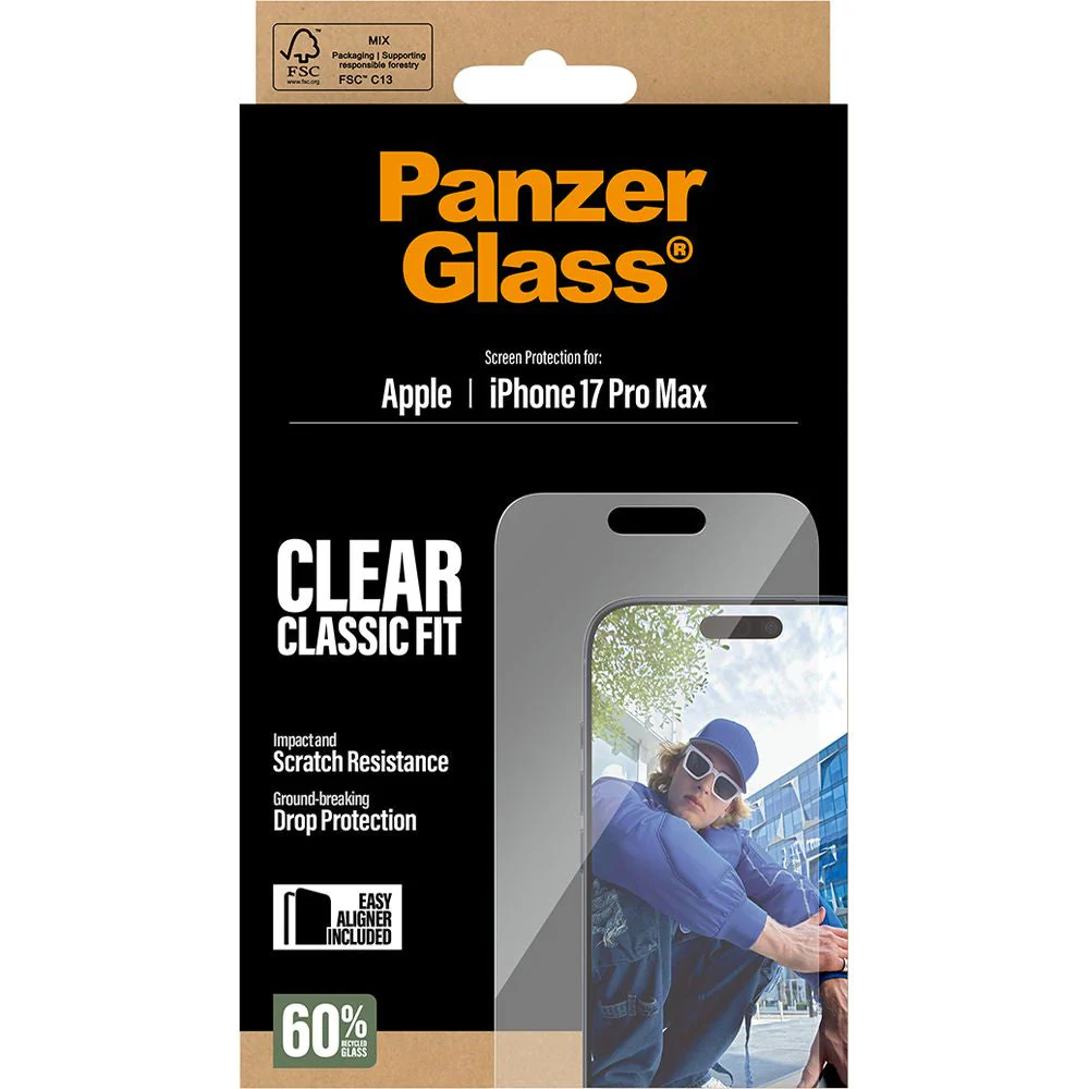 Gehärtetes Glas mit Applikator für iPhone 17 Pro Max, PanzerGlass Classic Fit EasyAligner - Image 5