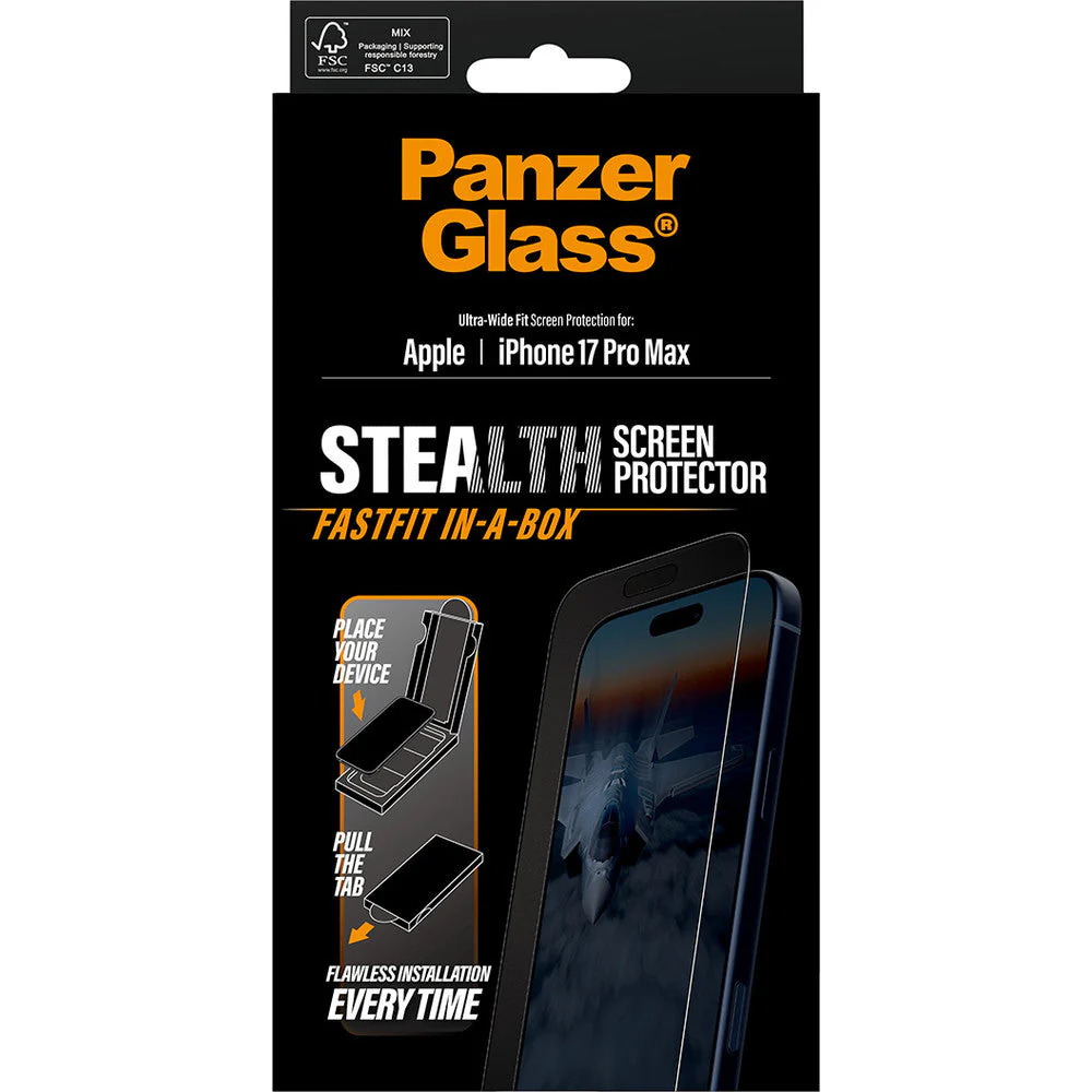 Gehärtetes Glas mit Applikator für iPhone 17 Pro Max, PanzerGlass Stealth Ultra-Wide Fastfit - Image 2