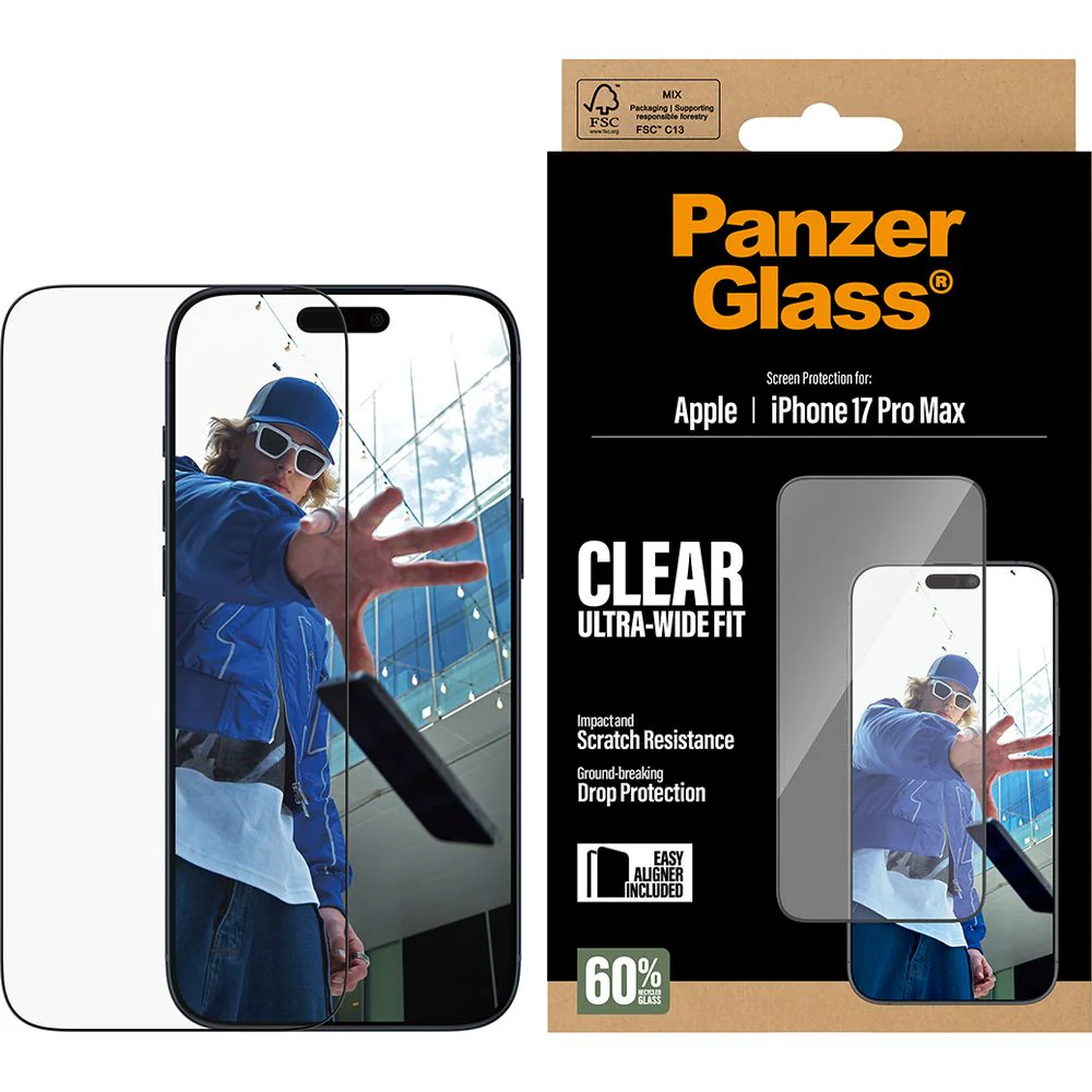 Gehärtetes Glas mit Applikator für iPhone 17 Pro Max, PanzerGlass Ultra-Wide Fit, Transparent mit schwarzen Rahmen - Image 4