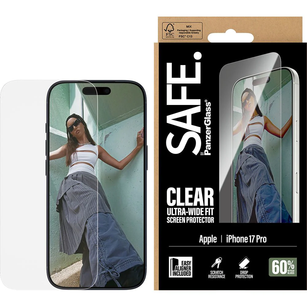 Gehärtetes Glas mit Applikator für iPhone 17 Pro, SAFE by PanzerGlass Ultra-Wide Fit Easy Aligner - Image 4