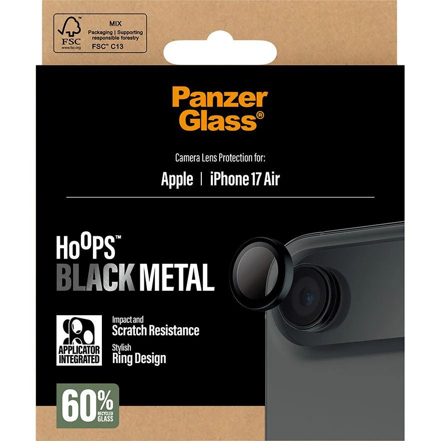 Gehärtetes Glas mit Applikator für iPhone Air, PanzerGlass Hoops Camera, Transparent und Schwarz - Image 5