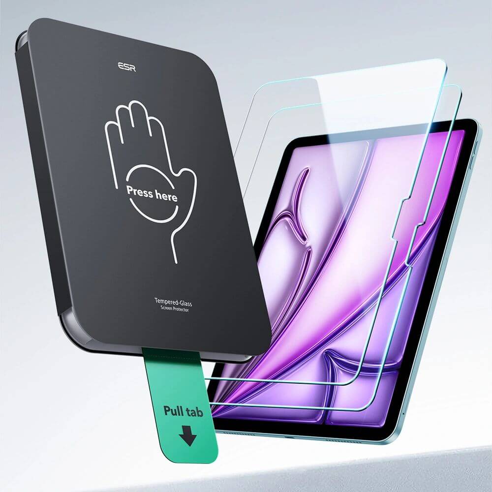 Gehärtetes Glas mit Positionierrahmen für iPad Air 13" M4/M3/M2, ESR UltraFit Tempered Glass, 2 Stück - Image 4