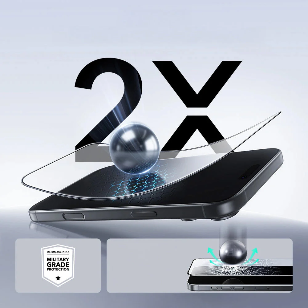 Gehärtetes Glas mit Positionierungsrahmen für iPhone 17 Pro Max, ESR UltraFit Tempered Glass, 2 Stück - Image 4
