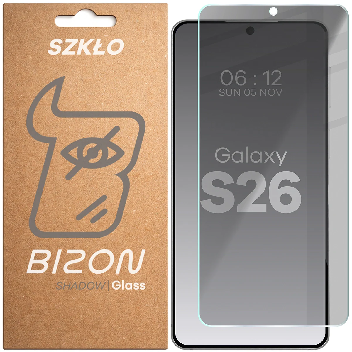 Gehärtetes Glas mit Privatschutzfilter für Galaxy S26, Bizon Glass Clear Shadow, getönt