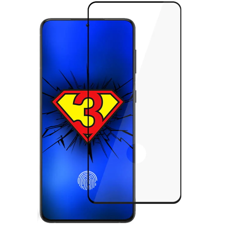 Gehärtetes Glas 3mk HardGlass Max FP für Galaxy S21 5G schwarzer Rahmen
