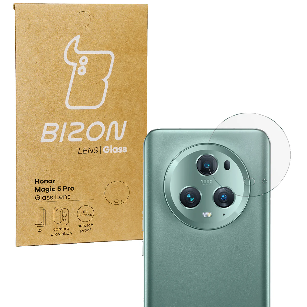 Gehärtetes Glas für die Kamera Bizon Glass Lens für Honor Magic5 Pro, 2 Stück