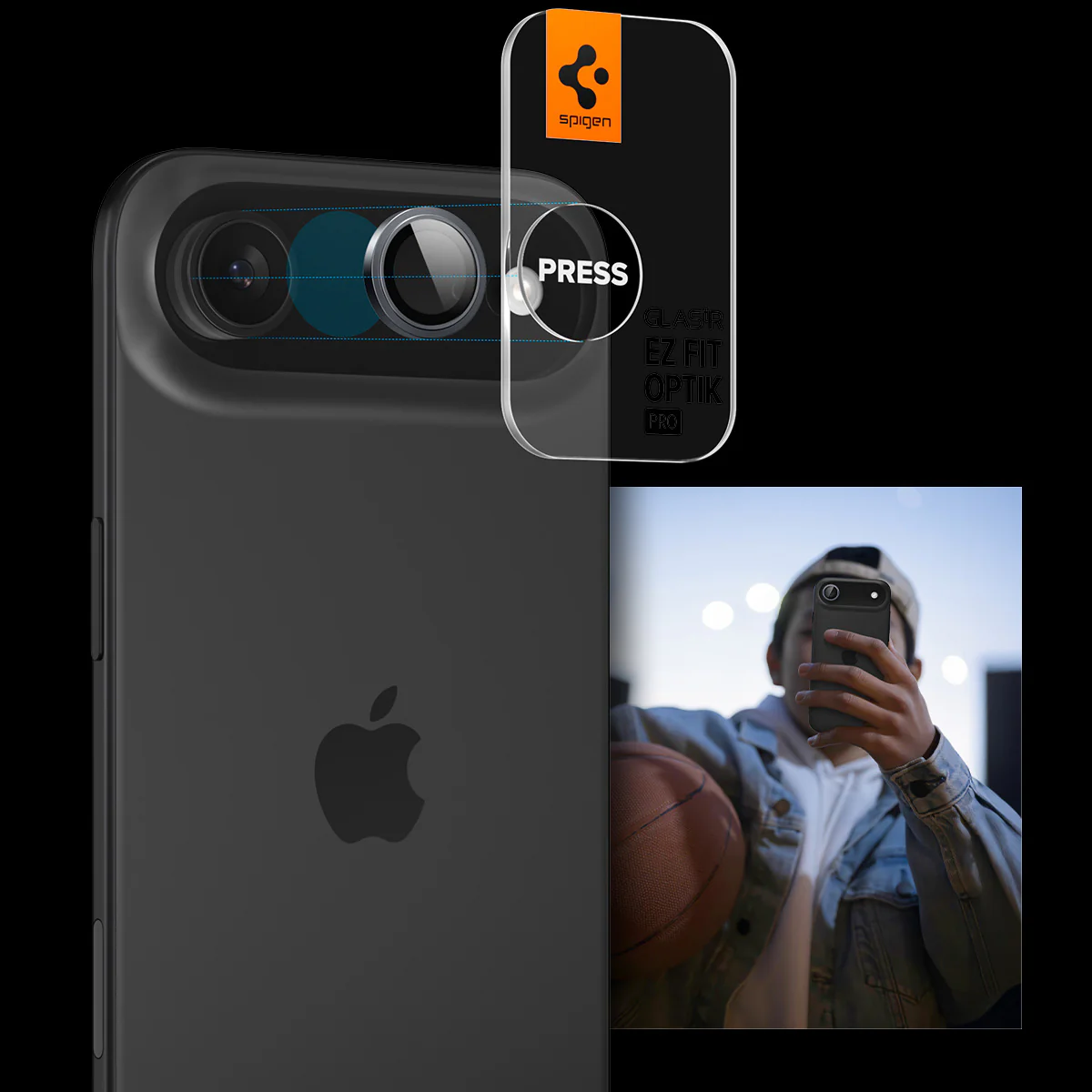 Glas für die Kamera für iPhone Air, Spigen Glas.tR EZ Fit Optik Pro 2-Pack, Schwarz-Grau - Image 9