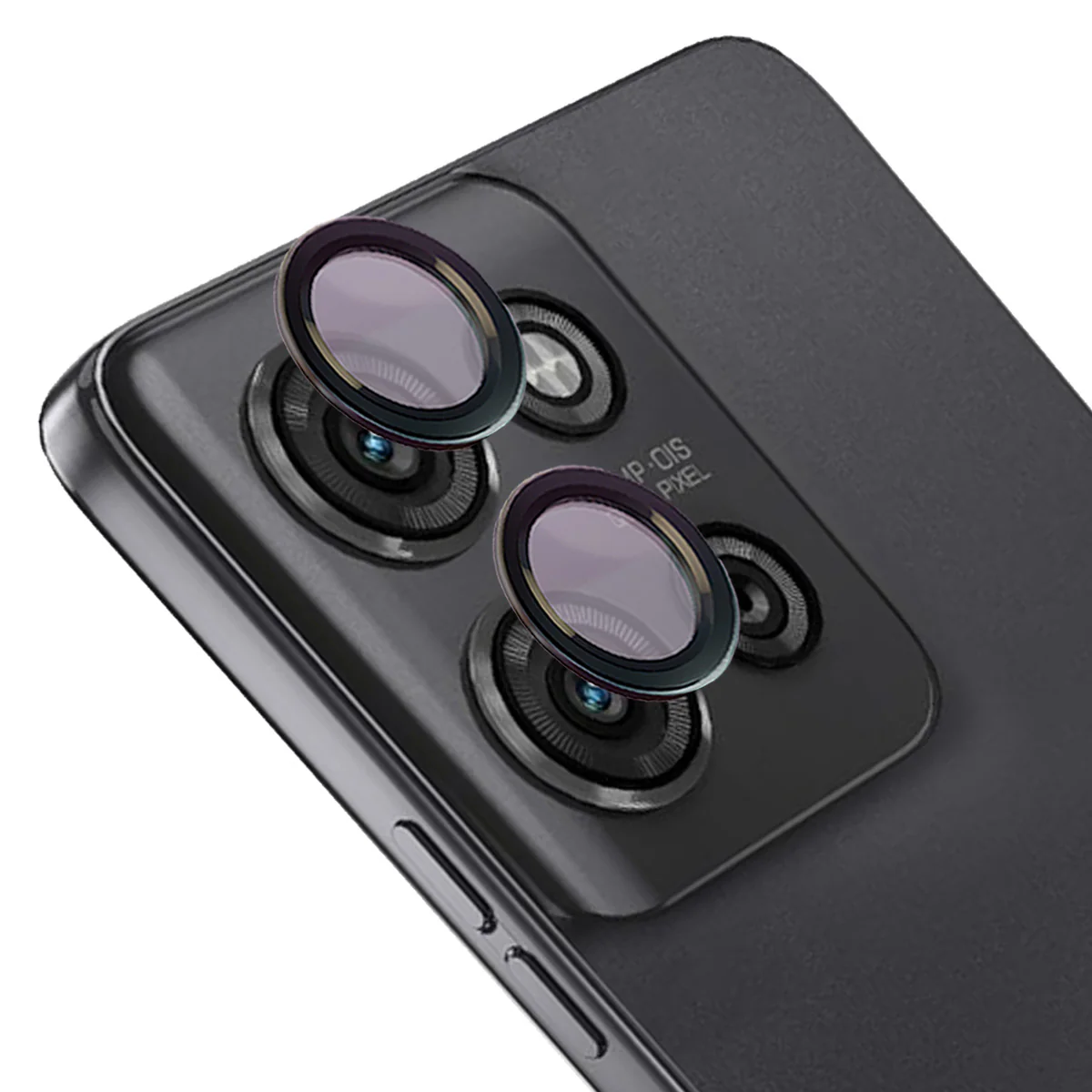 Glas für die Kamera für Motorola Moto G75 5G, Bizon Glass Snap Lens, 1 Set, Schwarzer Rahmen