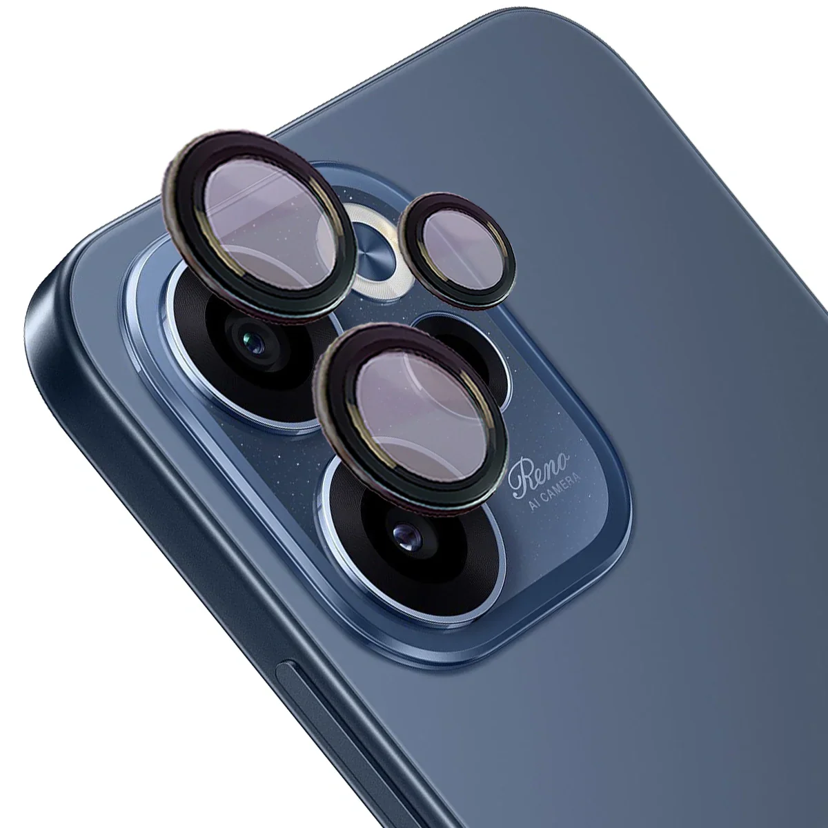Glas für die Kamera für Oppo Reno 15 F / FS, Bizon Glass Snap Lens, 1 Set, Schwarzer Rahmen