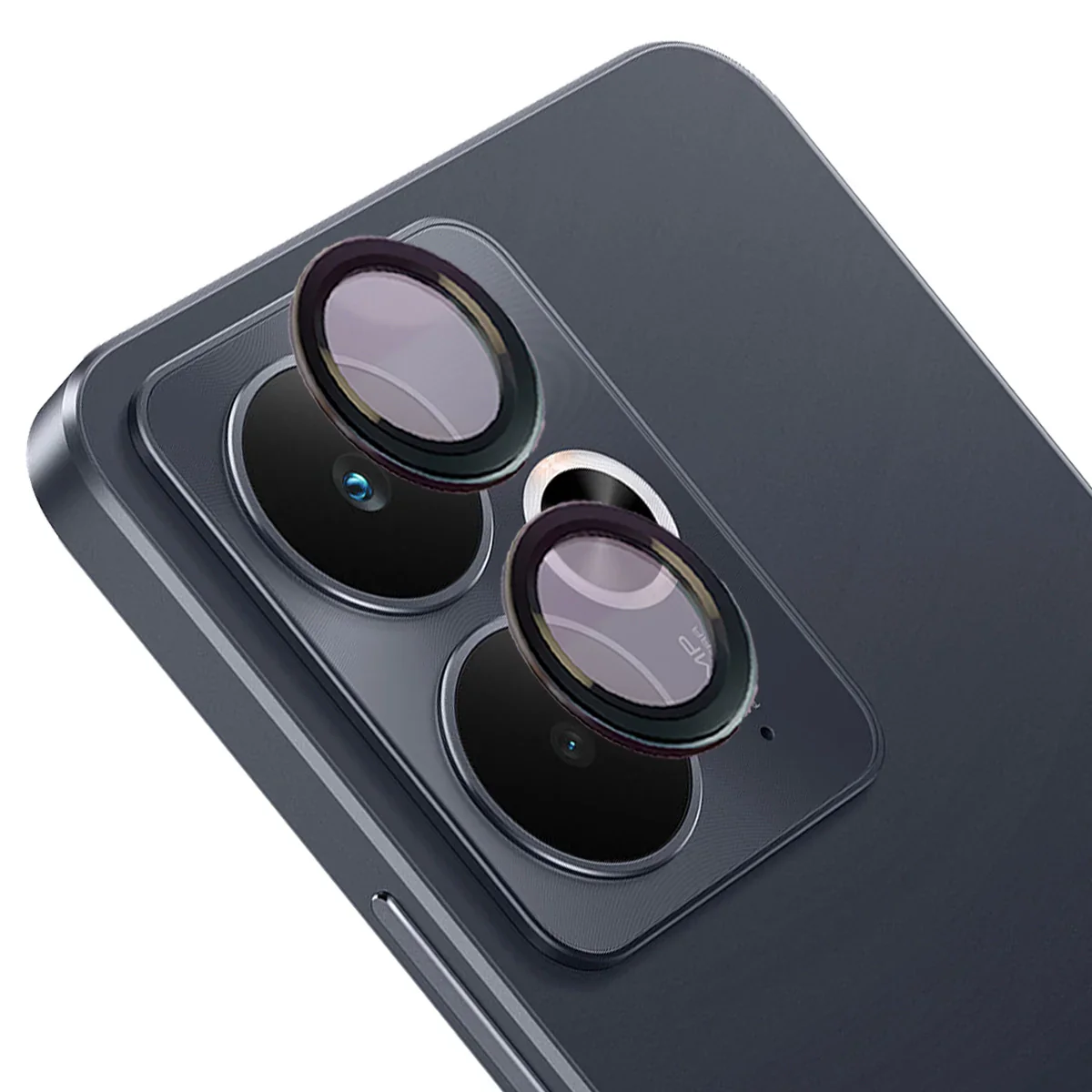 Glas für die Kamera für Realme 14 5G / 14T 5G, Bizon Glass Snap Lens, 1 Set, Schwarzer Rahmen