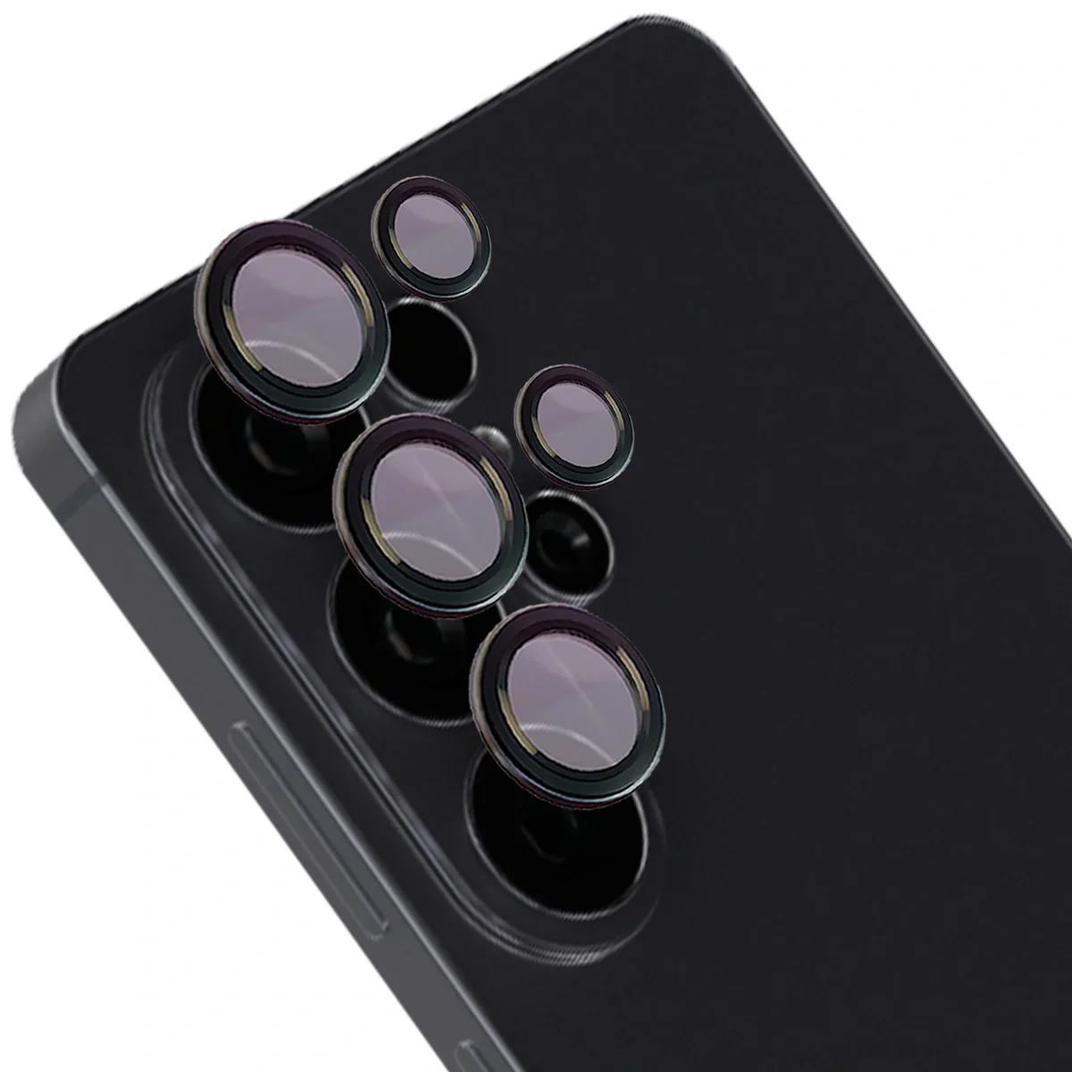 Glas für die Kamera mit Applikator für Galaxy S26 Ultra, Bizon Glass Snap Lens, 1 Set, Schwarzer Rahmen