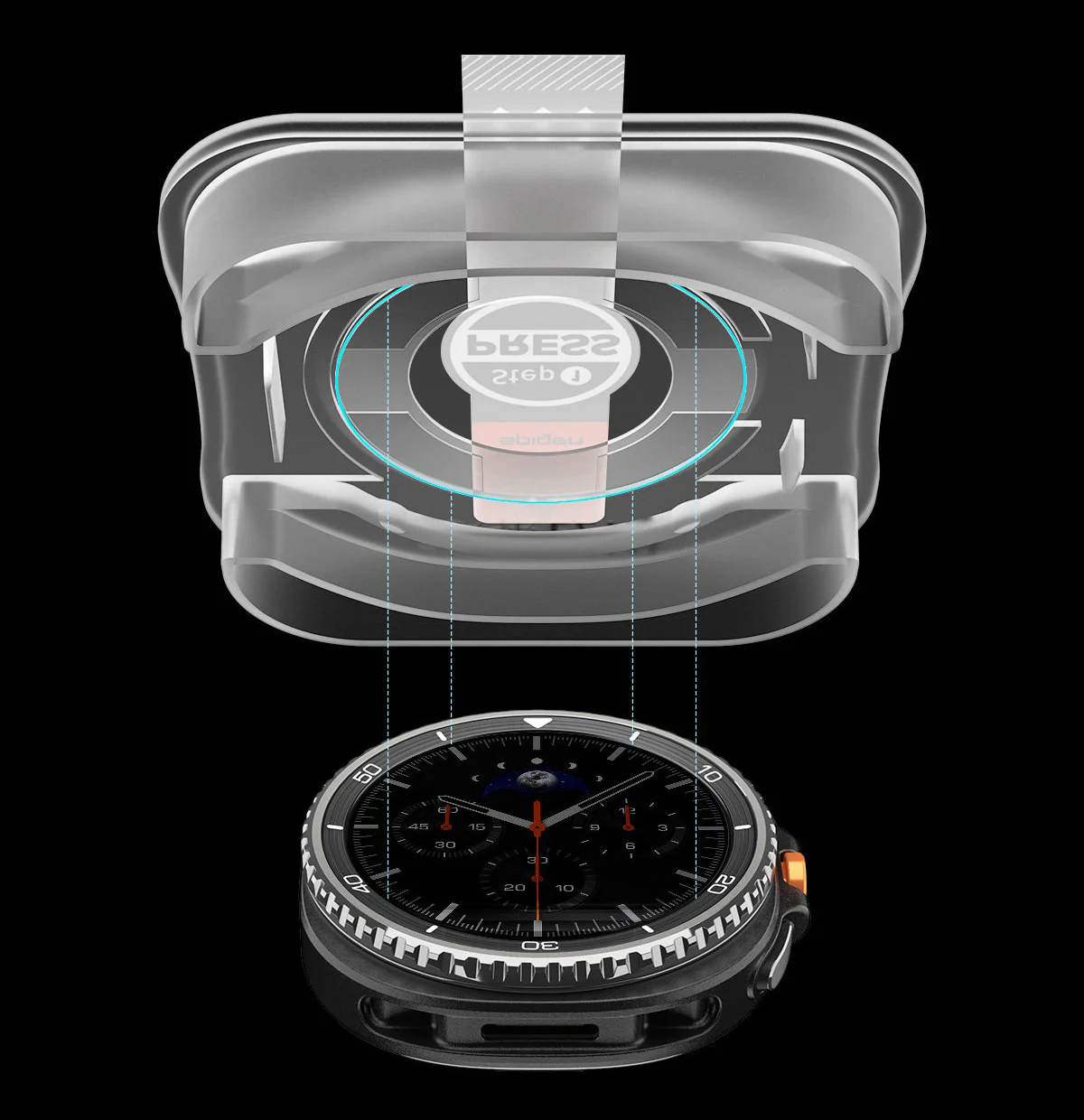 Glas für die Schutzhülle für Galaxy Watch 8 Classic 46mm, Spigen Glas.tR EZ Fit 2-Pack - Image 8