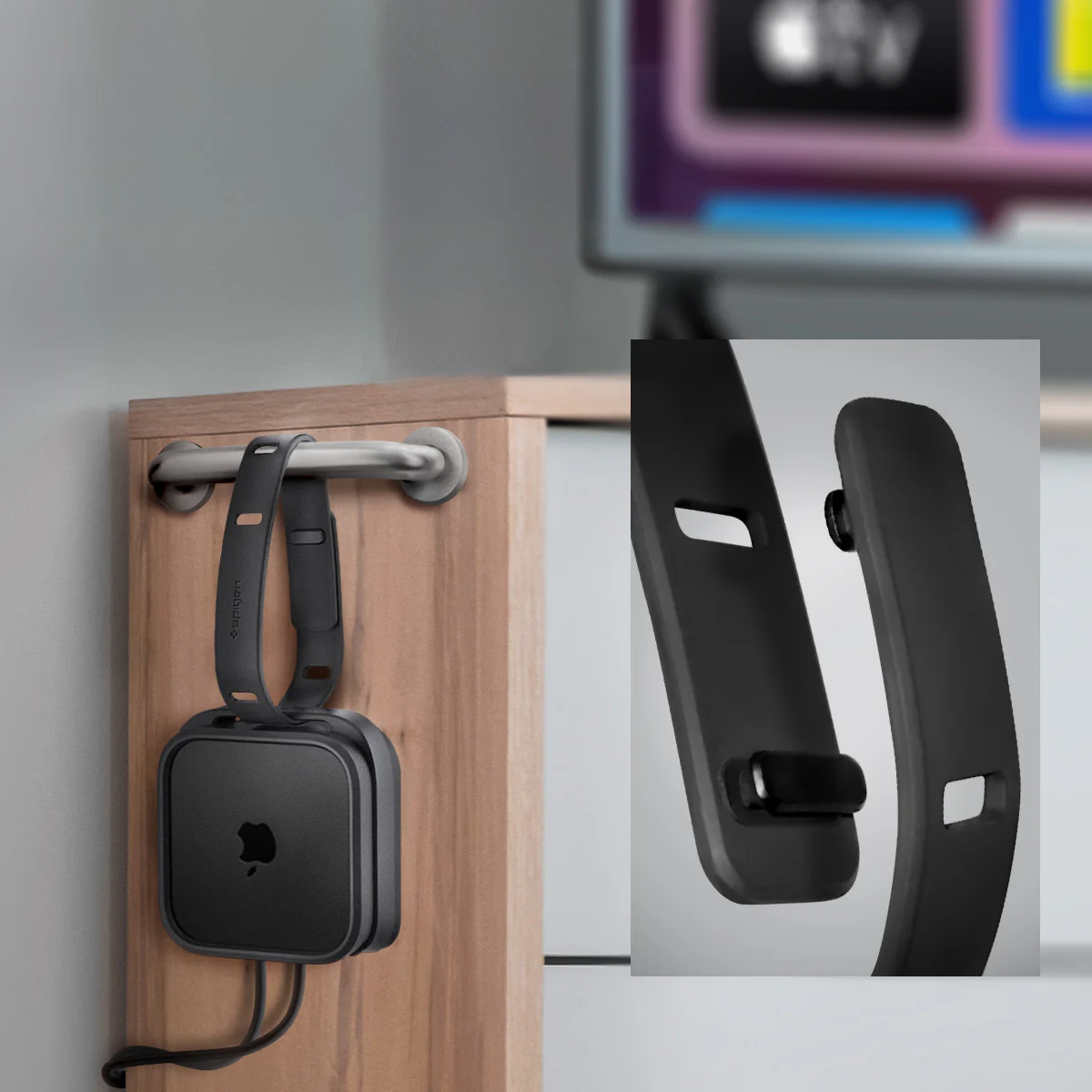 Halterung für Apple TV 4K 3. Gen (2022), Spigen Silicone Fit Mount, Schwarz - Image 3