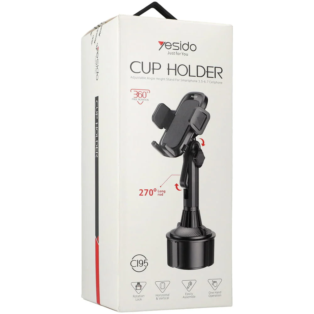 Halterung für Autotelefon, Yesido C195 Cup Holder, schwarz