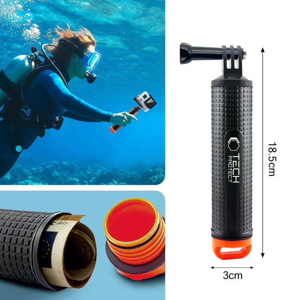 Halterung, Griff für GoPro, DJI, Tech-Protect GA100 Float Hand Grip, Schwarz - Image 5