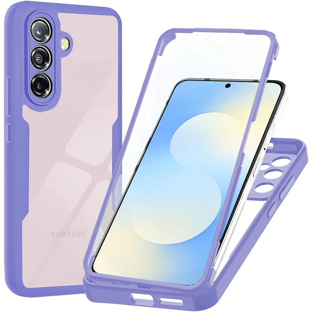 Handyhülle 360° mit Displayschutz für Galaxy A57 5G, Techsuit ColorVerse, Transparent-Violett