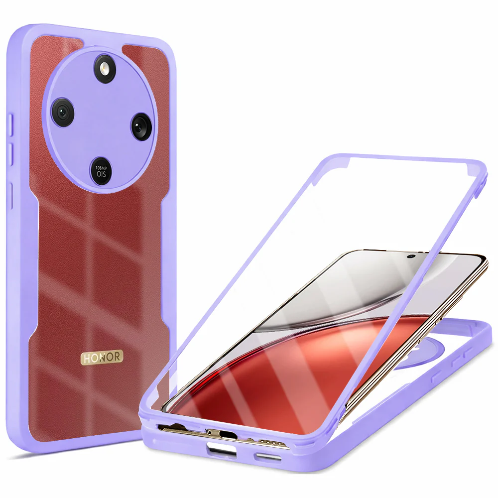Handyhülle 360° mit Displayschutz für Honor Magic8 Lite, Techsuit ColorVerse, Transparent-Violett