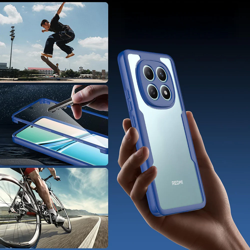 Handyhülle 360° mit Displayschutz für Xiaomi Redmi Note 15 4G, Techsuit ColorVerse, Transparent und Dunkelblau - Image 3