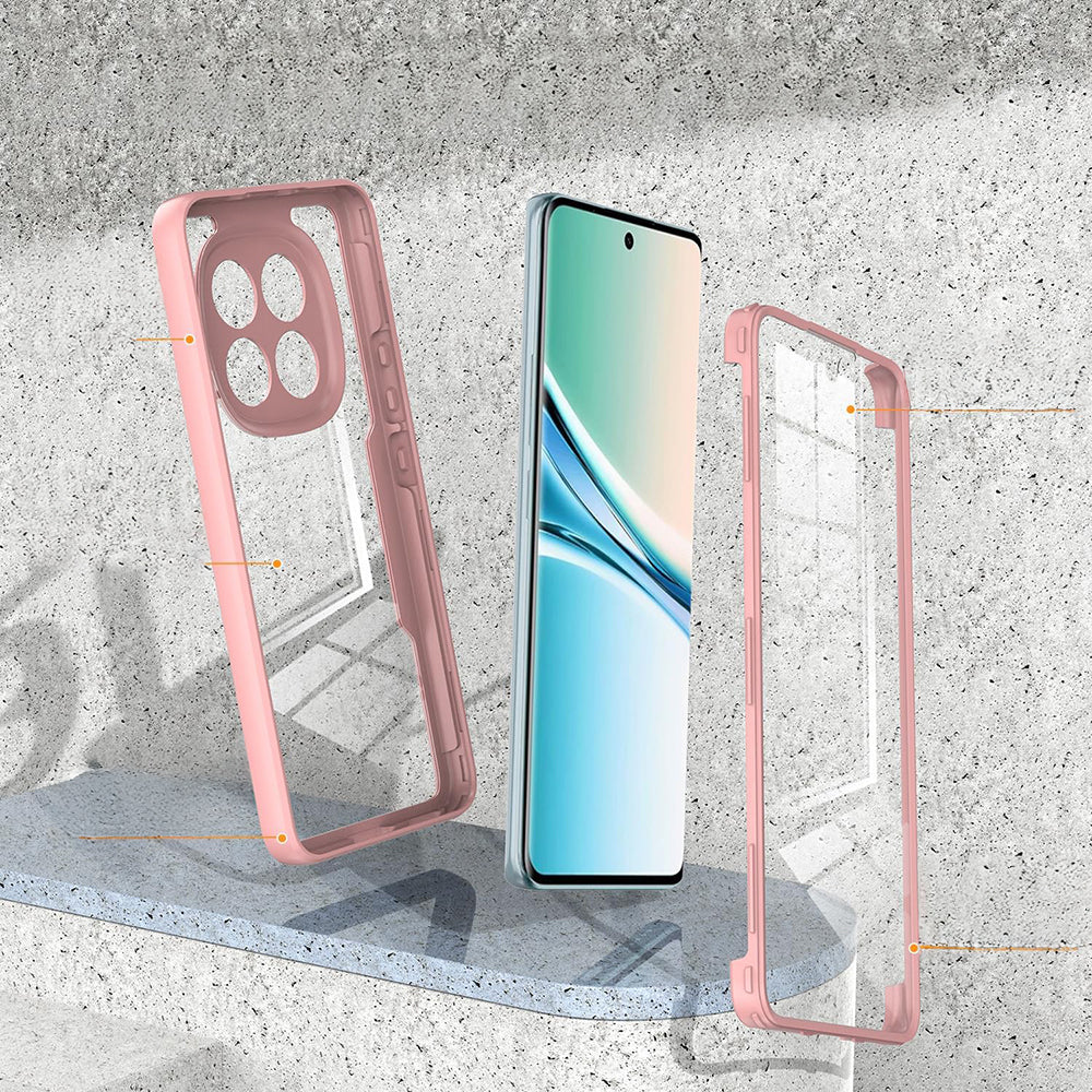 Handyhülle 360° mit Displayschutz für Xiaomi Redmi Note 15 4G, Techsuit ColorVerse, Transparent und Rosa - Image 4