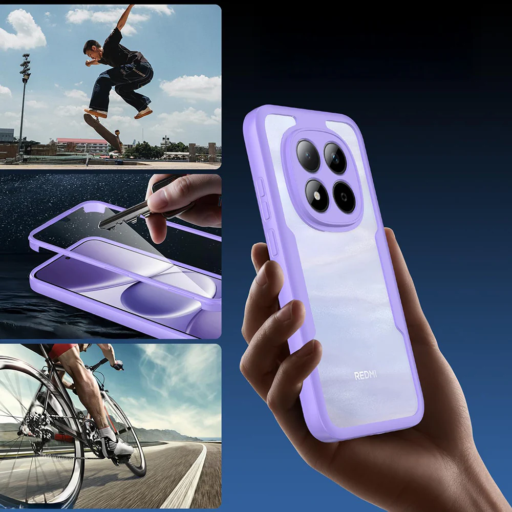 Handyhülle 360° mit Displayschutz für Xiaomi Redmi Note 15 Pro 5G, Techsuit ColorVerse, Transparent-Violett - Image 4
