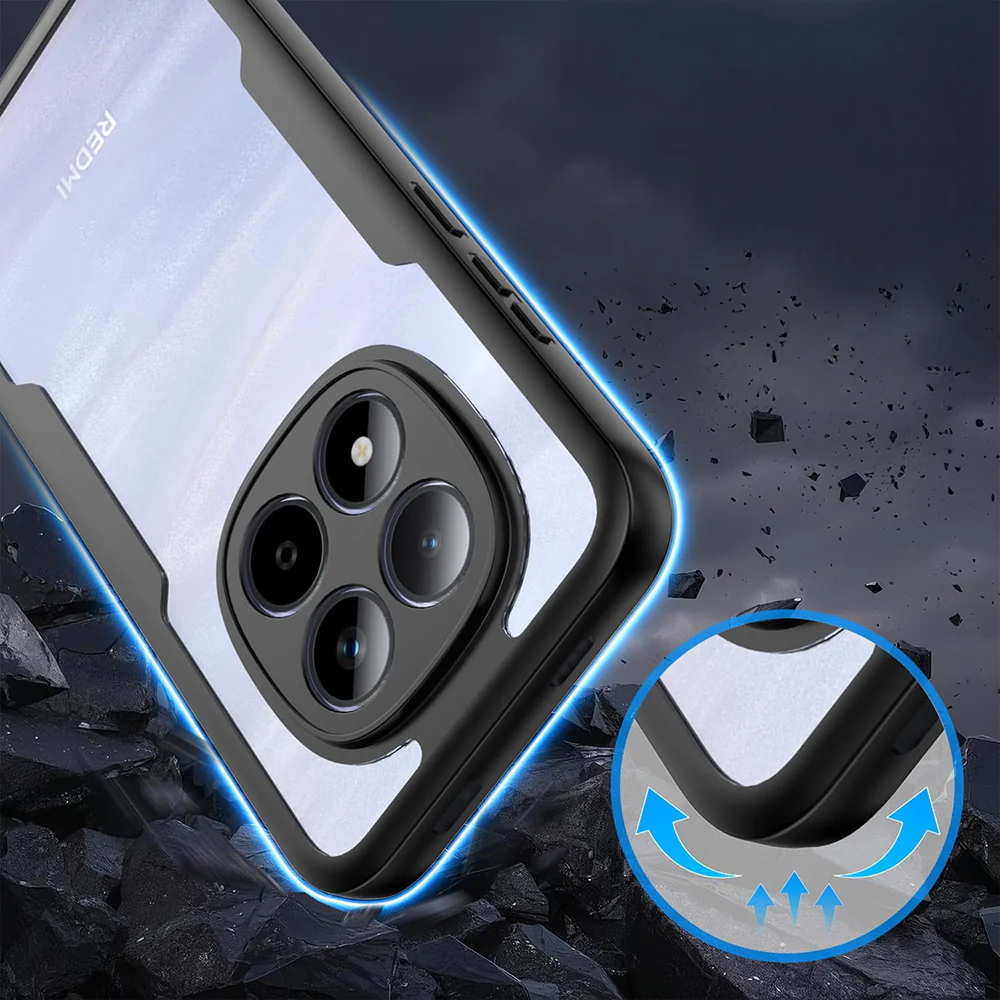 Handyhülle 360° mit Displayschutz für Xiaomi Redmi Note 15 Pro Plus 5G / POCO M8 Pro 5G, Techsuit ColorVerse, Transparent mit schwarzen Rahmen - Image 4