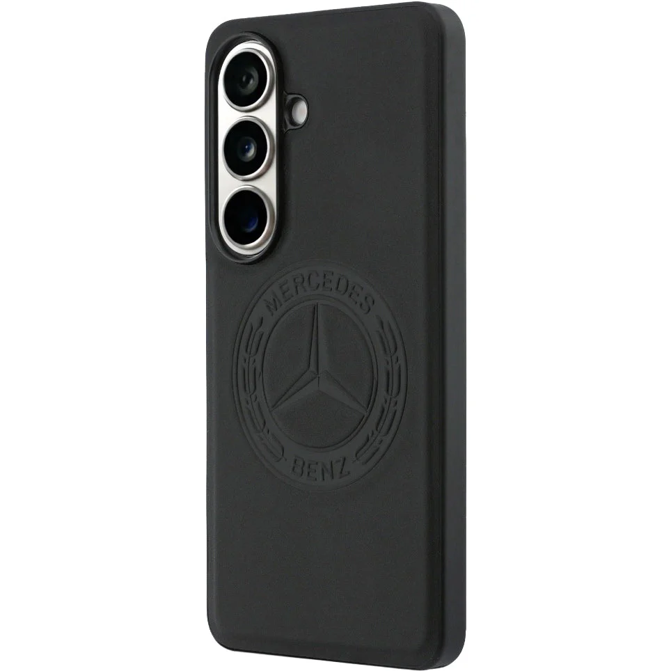 Handyhülle aus Echtleder für Galaxy S26, Mercedes-Benz Leather Vintage Logo, mit MagSafe, Schwarz mit elegantem Logo - Image 2