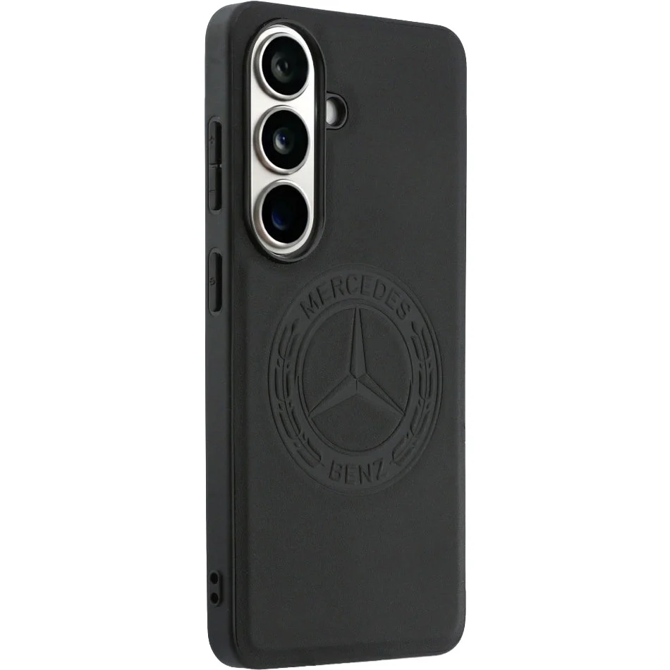 Handyhülle aus Echtleder für Galaxy S26, Mercedes-Benz Leather Vintage Logo, mit MagSafe, Schwarz mit elegantem Logo - Image 4