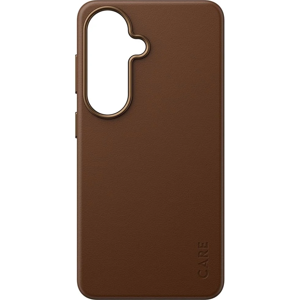 Handyhülle aus veganem Leder für Galaxy S26, CARE by PanzerGlass Solo mit MagSafe, Braun