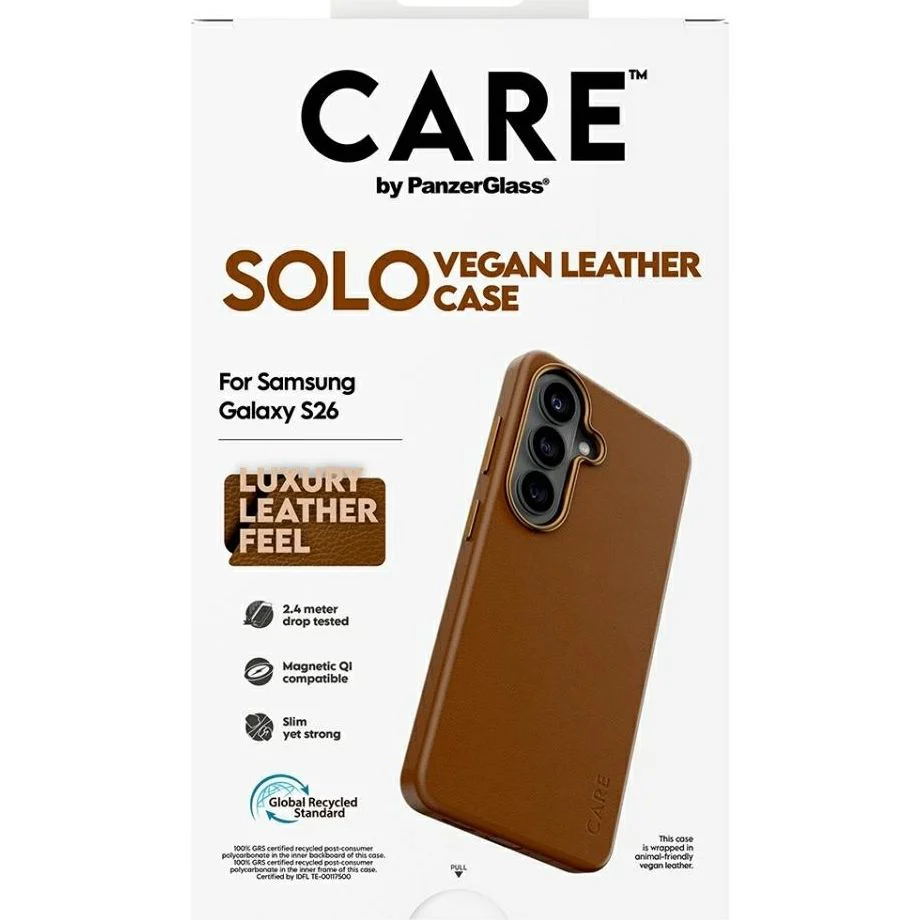 Handyhülle aus veganem Leder für Galaxy S26, CARE by PanzerGlass Solo mit MagSafe, Braun - Image 6