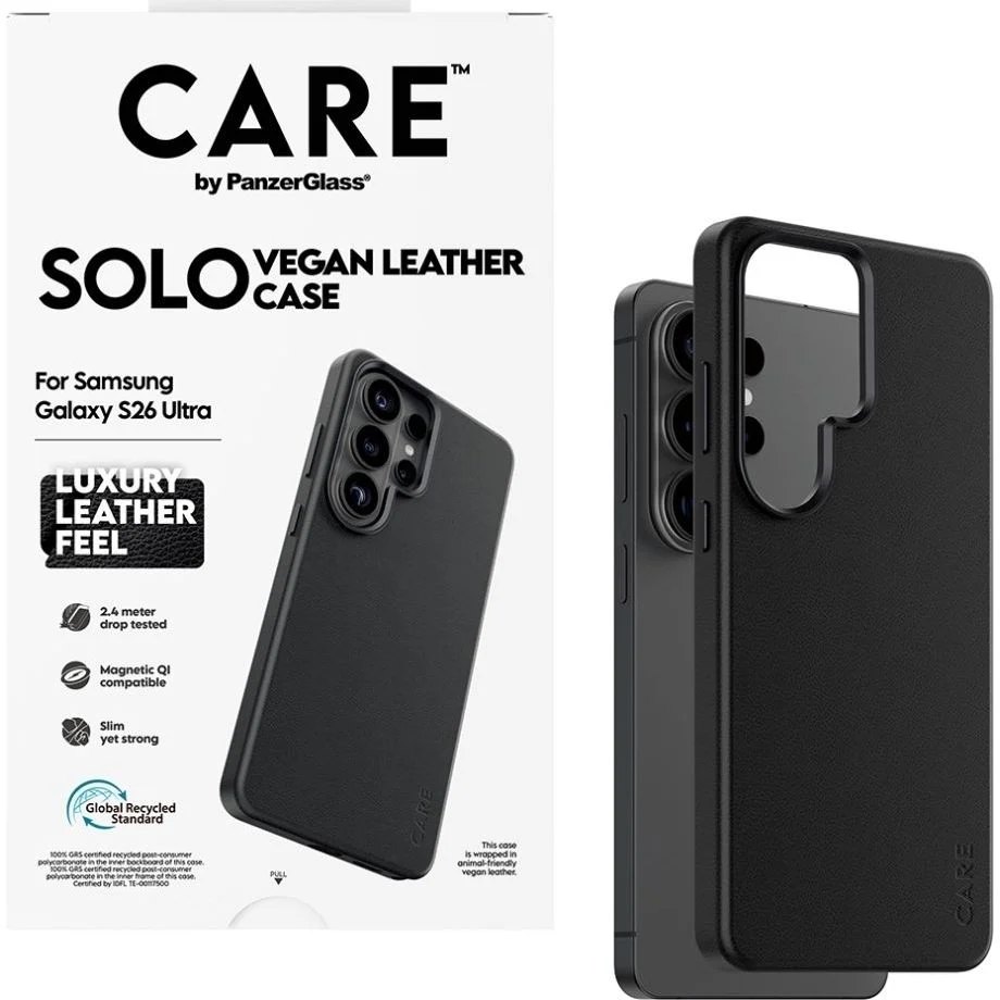 Handyhülle aus veganem Leder für Galaxy S26 Ultra, CARE by PanzerGlass Solo mit MagSafe, Schwarz - Image 4